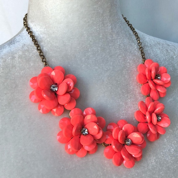J. Crew Statement Floral Necklace in Coral - Picture 5 of 14